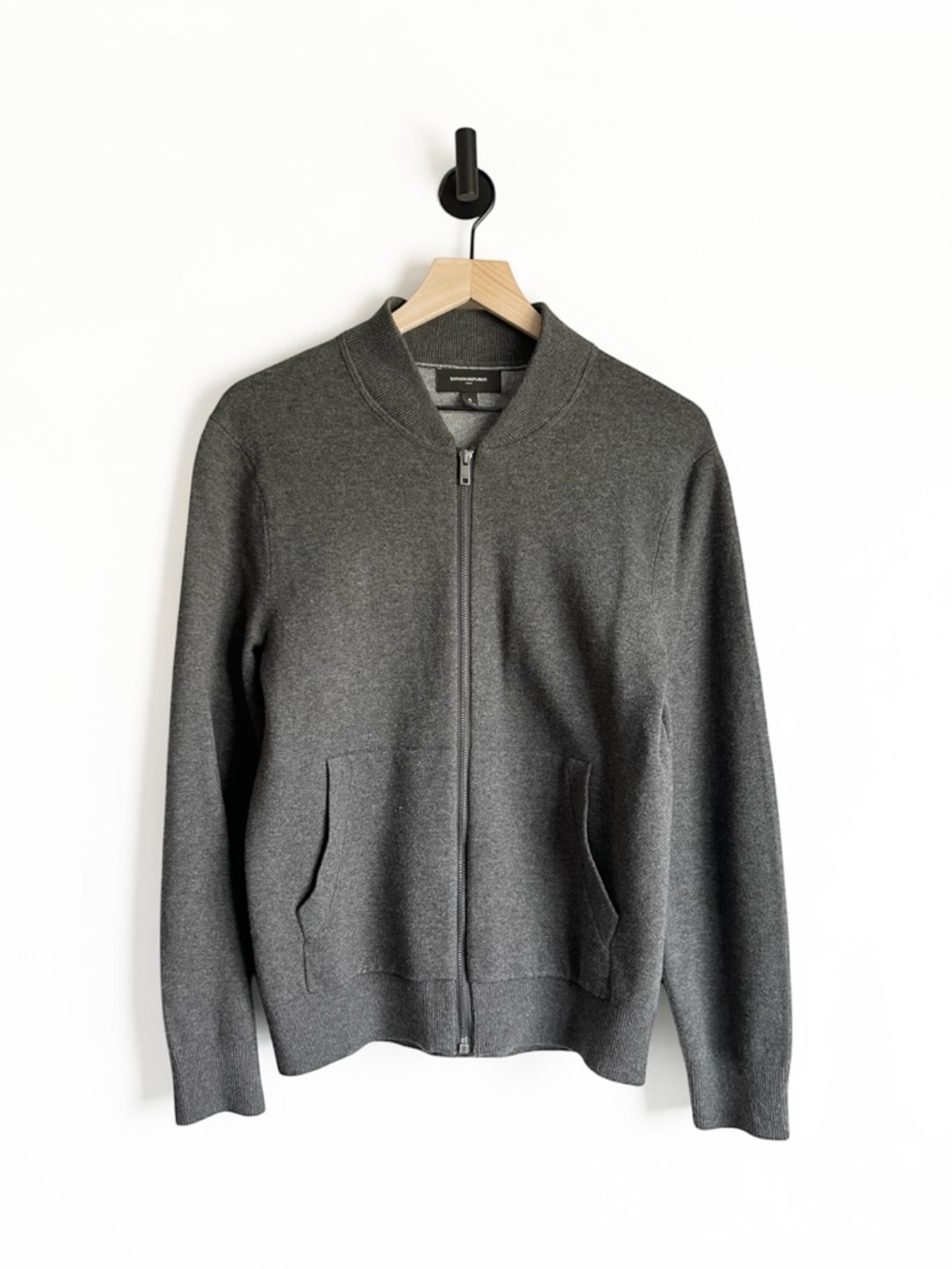 Banana Republic Factory Dark Grey Cotton Blend Bomber Jacket Mens S